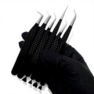 Meilleures pinces à cils GETUP BROSONS IMPEX GBI-EET 10 mm avec isolation, courbure 45°, pointe lisse en acier inoxydable noir personnalisé - Product Image 1