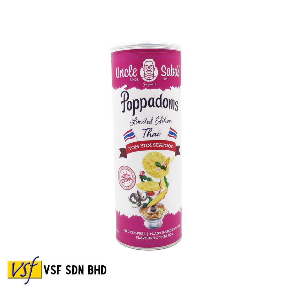 Duncle Saba s Poppadoms Tom Yum морепродукты 60 г x 24 полезные закуски чечевичные чипсы веганы Безглютеновые волокна с высоким содержанием белка без холестерина