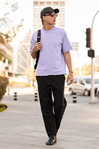 เสื้อยืดคอกลมผ้าคอตตอน100% สำหรับผู้ชายสีล้วน2023 - Product Image 3
