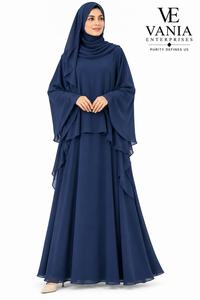 Ensemble Abaya Élégant Fait Main en Polyester pour Femme Musulmane – Robe Respirante à Manches Longues, Longueur Cheville, Coupe Ample – Tenue Idéale Ramadan et Aïd - Product Image 6