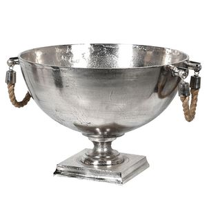 Ensemble de bols de service en métal martelé de luxe, bol décoratif sur piédestal argenté, compotier pour centre de table de mariage, grand bol à fruits en aluminium - Product Image 6