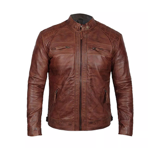 Chaqueta de Cuero de Piel de Oveja Original para Hombre, Diseño Vintage, Chaqueta de Cuero Genuino, Estilo Motero OEM - Product Image 5