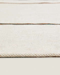 Tapis moderne tissé à la main en laine à rayures blanches Kilim Tapis moderne pour salon chambre à coucher - Product Image 3