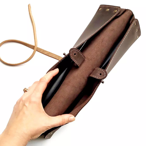 Bolsas de herramientas con rollo de cuchillo de cuero genuino de Color sólido personalizadas más vendidas recién llegadas OEM admite su propio logotipo etiqueta personalizada - Product Image 3