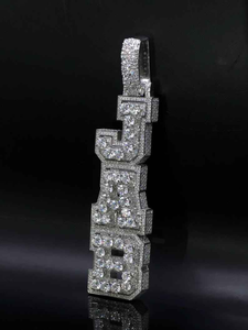 Pendentif personnalisé en moissanite de luxe, collier lettre en argent glacé, bijoux hip-hop tendance - Product Image 2