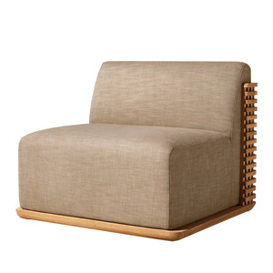 Chaise modular seccional en U de teca natural con cojín, sofá de teca para todo tipo de clima para Hotel, Resort, Patio, jardín, muebles de madera - Product Image 6