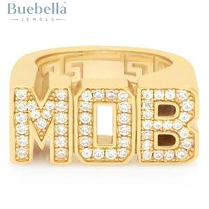 Anillo de fiesta para hombre de oro blanco sólido de 14K Original chapado en oro de 18K con moissanita de calidad VVS estilo Hip Hop para hombre y mujer - Product Image 2