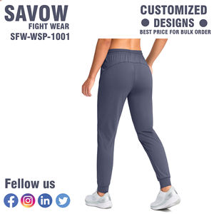 Pantalon de survêtement décontracté en flanelle pour femme, avec logo personnalisé, séchage rapide, taille élastique, 100 % polyester, vente en gros, usine OEM, vêtements de sport - Product Image 2