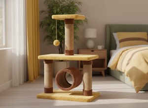 Amistar 'Chocolate Dessert' Premium High Quality 3-<b>Level</b> Eco-Friendly Cat Tree with 95cm Height for Cats Kittens All Breeds Ages - Product Image 3