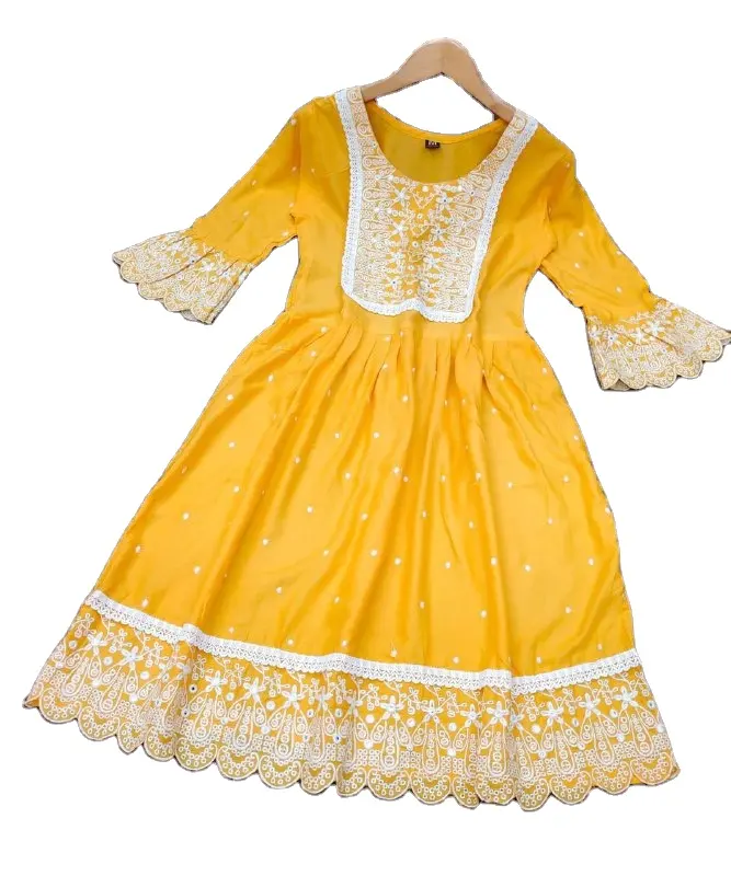 Đẹp Haldi Đặc Biệt Thiết Kế Chủ Đề Thêu Ngắn Áo Phong Cách Đầy Đủ Tay Áo Áo Top Và Kurti