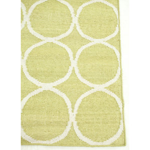 Alfombras de Lana con Patrón Geométrico Indusbar DW-124, Tejido Plano en Verde para Uso Doméstico - Product Image 4