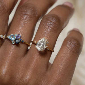 925 argent élégant Vintage Cluster Design Moissanite diamant rond brillant coupe bague de fiançailles pour les mariées - Product Image 3