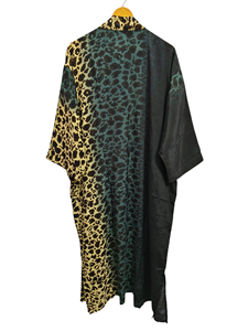 Taille libre tigre imprimé Robe Robe de mariée Robe de maternité cadeau Robe plage fête porter indien imprimé soie Sari Kimono, - Product Image 5