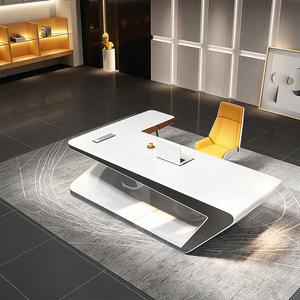 Glossy <b>White</b> Engineered Wood L-Shaped Executive <b>Desk</b> with Futuristic High-<b>Gloss</b> Finish 1-Year Warranty - Product Image 1