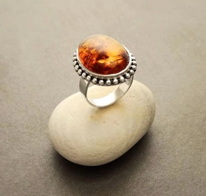 Anillo bohemio de Plata de Ley 925 hecho a mano, corte ovalado perfecto, piedras preciosas de ámbar Báltico Natural, anillos finos para regalo de aniversario de mujer - Product Image 3