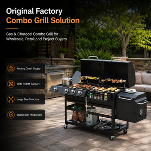 Jardín al aire libre, parrilla grande de gas y carbón, parrilla comercial combinada sin humo, barbacoa - Product Image 2