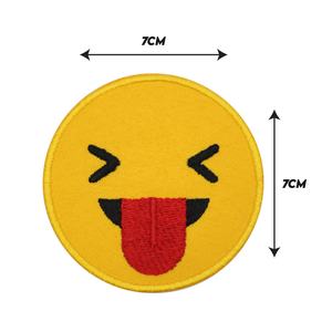 Emoticon for Facial Expression Mood Ion Iron on Sew Embroidery Patch Polyester Viscous Fabric 7x7cm Four Seasons Realfitness - Product Image 1
