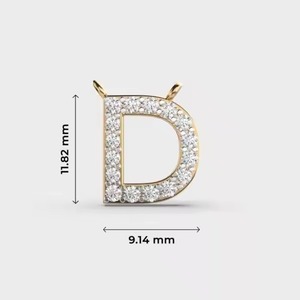 Pendentif Hip Hop en forme de "D" ouvert pour homme en moissanite véritable sans chaîne en diamant Bijoux avec platine et perle plaqué or - Product Image 3