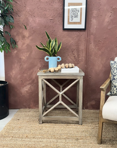 Mesa Auxiliar Moderna Hecha a Mano de Madera de Mango con Acabado Blanqueado para Dormitorio, Sala de Estar y Apartamento - Product Image 1