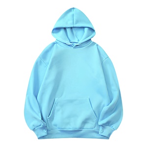 Sudadera con Capucha para Hombre, Color Azul Claro, Estilo Casual, con Bolsillos, Tejido de Punto, Corte Regular, Color Sólido, para Otoño - Product Image 1