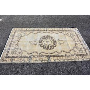 Turkish 3.6x6.2 ft Rug, Accent Vintage Rug, <b>Brown</b> Floral <b>Wool</b> Rug - Product Image 4