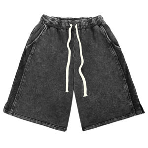 Ensemble T-shirt et short décontracté unisexe surdimensionné personnalisé en 2 pièces pour l'été, respirant, 100% coton, avec un design vintage délavé à l'acide pour hommes - Product Image 3