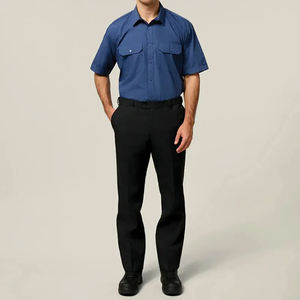 Camisa de Trabajo FR de Manga Corta 100% Algodón Profesional al por Mayor, Etiqueta Personalizada, Uniforme Industrial con Botones, Alta Visibilidad, CE - Product Image 5