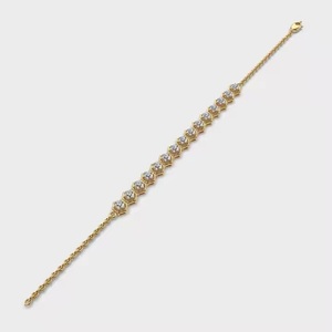 18K Yellow Gold Round Cut Diamond Tennis Bracelet Fancy Moissanite Elegant Bangles & Bracelets For Her - Product Image 2