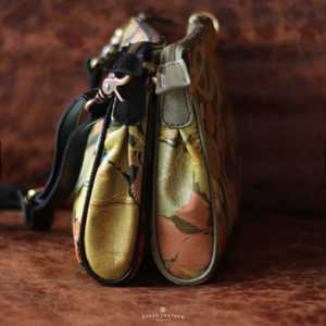 Best Quality Djoen Leather Botanical Art <b>Clutch</b> <b>Bag</b> Handmade Genuine Leather Sling Purse with <b>Vintage</b> Nature-Inspired Leaf Print - Product Image 5