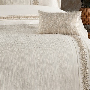 Juego de Ropa de Cama Guzide Eliza Ecru de 8 Piezas, Personalizado, Clásico, de Lujo, 100% Chenilla Orgánica, Tejido a Rayas, Lavable - Product Image 4