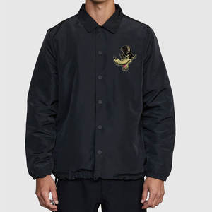 OEM Logo Brodé Personnalisé Écussons Coupe-Vent Streetwear Veste Homme Simple Col Boutonné Polyester Hommes Veste Entraîneurs - Product Image 1