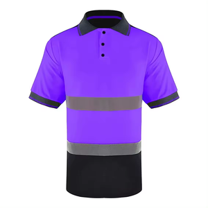 Polo en polyester réfléchissant violet certifié CE vêtements de travail de sécurité haute visibilité à manches courtes construction unisexe industrielle - Product Image 1