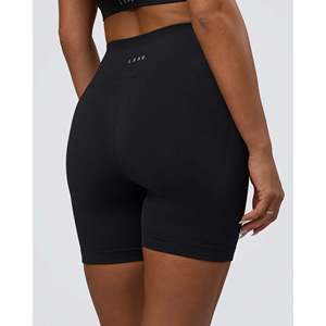 Shorts Deportivos de Cintura Alta para Mujer, Sin Costuras, Negros, de Spandex y Algodón, con Logotipo - Product Image 2