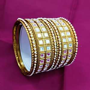 Haute qualité fabricant indien mariée cristal Kundan ton or bracelets Bracelet ensemble mode déclaration bijoux pour femmes - Product Image 1