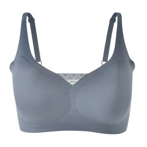 Comfortable Spandex Wireless <b>Lace</b> <b>Bralette</b> V Neck Bra Removable Pad Seamless Bonded Bra for Women - Product Image 1