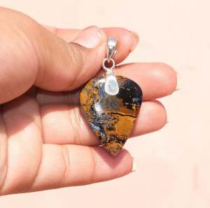 จี้ทำมือจากพลอยพีเทอร์ไซต์ธรรมชาติ เงินแท้ 925 ชุบทองคำขาวและทองชมพู ราคาดีที่สุด - Product Image 5