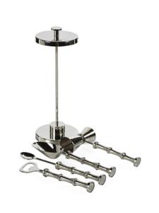 Bamboo Style Handle Silver <b>Bar</b> <b>Tool</b> Set For Home <b>Bars</b> Clubs Cocktail Parties Decorative Display And Stylish Serving - Product Image 6