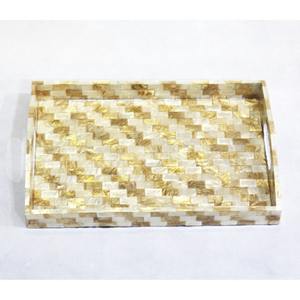 Plateau rectangulaire de style moderne en nacre, plateau à fruits pour la décoration du salon et de la cuisine en vrac - Product Image 5