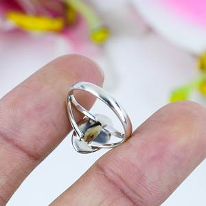 Anillo de Cuarzo Ahumado con Corte Marquesa, Gema Natural Facetada de Color Marrón con Halo de Cuentas, Anillo de Plata de Ley, Regalo para Ella - Product Image 3
