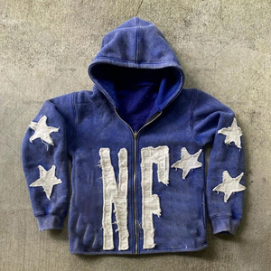 Sweat à capuche tendance pour homme, lavage à l'acide, poids lourd, 100% polyester, logo personnalisé, séchage rapide, respirant, automne-hiver - Product Image 3