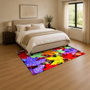 RUGS DEPOT LXDP-0544 Wholesale Red Burgundy Marble Effect Digital Printed Machine Washable Chenille Area Rug Non <b>Slip</b> - Product Image 3