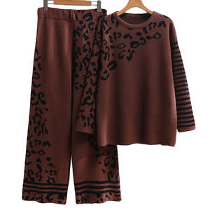 2025 automne nouveau pull à manches longues à la mode coupe ample, pantalon taille haute femmes ensemble hommes - Product Image 1