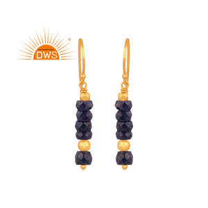 Meilleure vente de boucles d'oreilles en argent sterling plaqué or 18 carats avec pierres précieuses en saphir bleu naturel Demi Fine Jewelry Manufacturer - Product Image 1