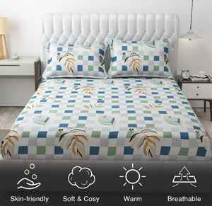 Ensemble de draps de lit 3 pièces en coton de qualité élégante Impression florale solide Style classique Confortable et idéal pour les cadeaux - Product Image 4