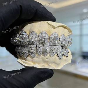 Ensemble de grillz personnalisés sertis de diamants moissanite, bijoux de luxe hip-hop pour hommes, à porter lors de soirées - Product Image 4