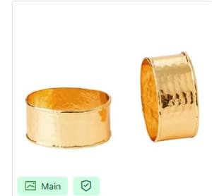 Ronds de serviette en or classiques Design rond élégant Finition en métal poli Support durable parfait pour les mariages, les fêtes à manger - Product Image 3