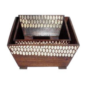 Juego de macetas de madera Vintage artesanales hechas a mano de alta calidad diseño moderno decoración de escritorio única gran oferta artículo al por mayor - Product Image 2