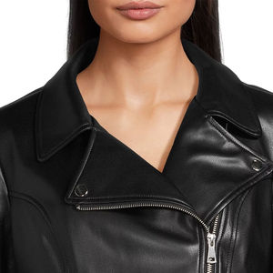 Veste en cuir pour femmes de marque privée personnalisée coupe confortable veste en cuir véritable de longueur régulière pour les femmes de couleur unie - Product Image 3