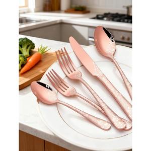Luxury Wood Wedding Flatware Set with Gold Silver Scroll Pattern 4-Piece Eco-Friendly Heavy Duty Cutlery Service - Product Image 5