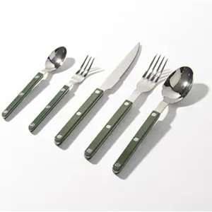 Juego de 4 cubiertos de acero inoxidable, manijas marrones de lujo, acabado dorado, perfecto para mesa de comedor, utensilios de cocina, uso diario en India - Product Image 5